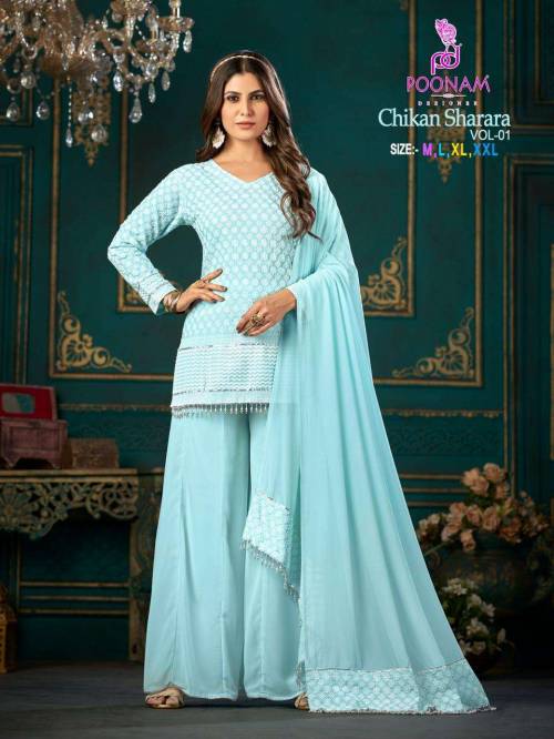 Poonam Designer Chikan Sharara 1001-1004 Series