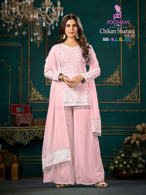 Poonam Designer Chikan Sharara 1001-1004 Series