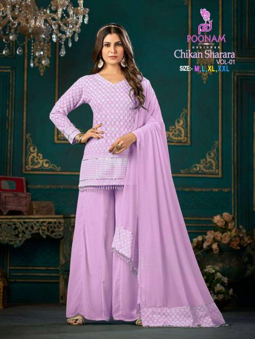 Poonam Designer Chikan Sharara 1001-1004 Series