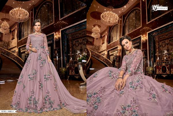 Swagat Violet Snow White 6302 Colors Gown