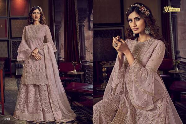 Swagat Violet Snow White 6601-6609 Series Suits